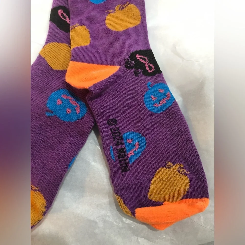 Barbie jack o lantern print  black halloween‎ socks size 9-2.5 new